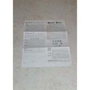 1968 Dutch Blitz Game Replacement Piece Instructions